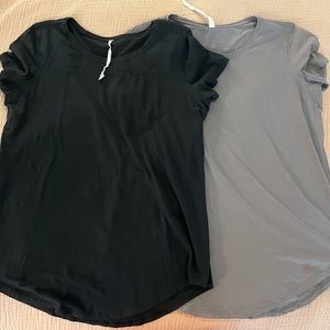 (2) Lululemon Love Crew III Tops in Graphite Purple & Black